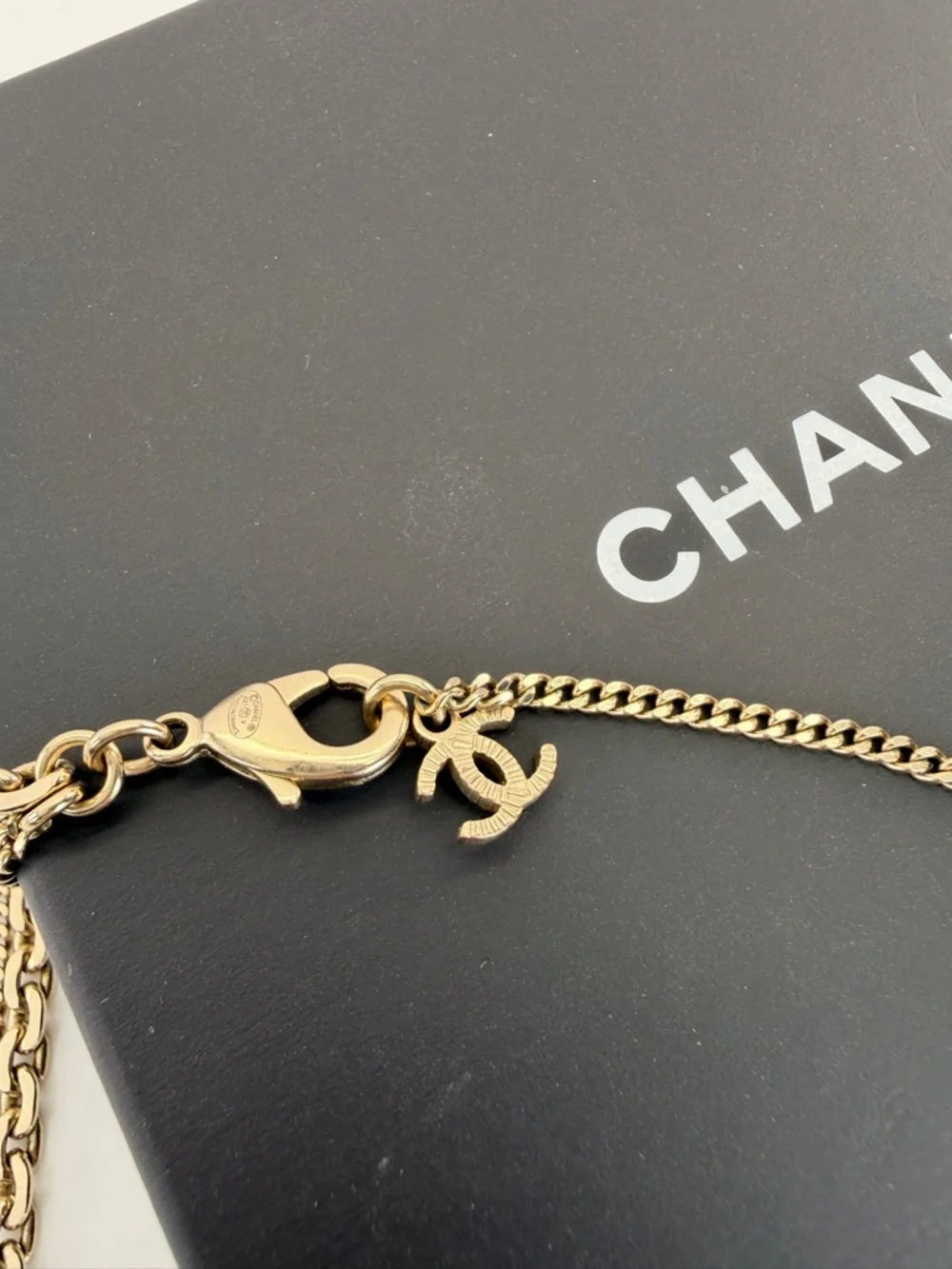 CHANEL Crystal CC Multi Strand Chain Necklace Gold